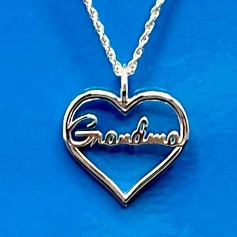 BAY Adorable “Grandma”Pendant & 18” Sterling Silver Chain